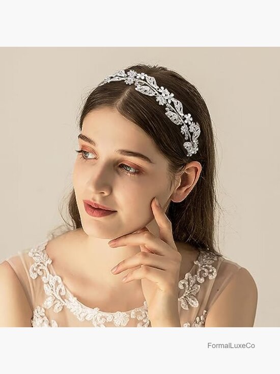 Crystal Flower Leaf Headband Hair Vine for Wedding Prom Bridal Headpiece
